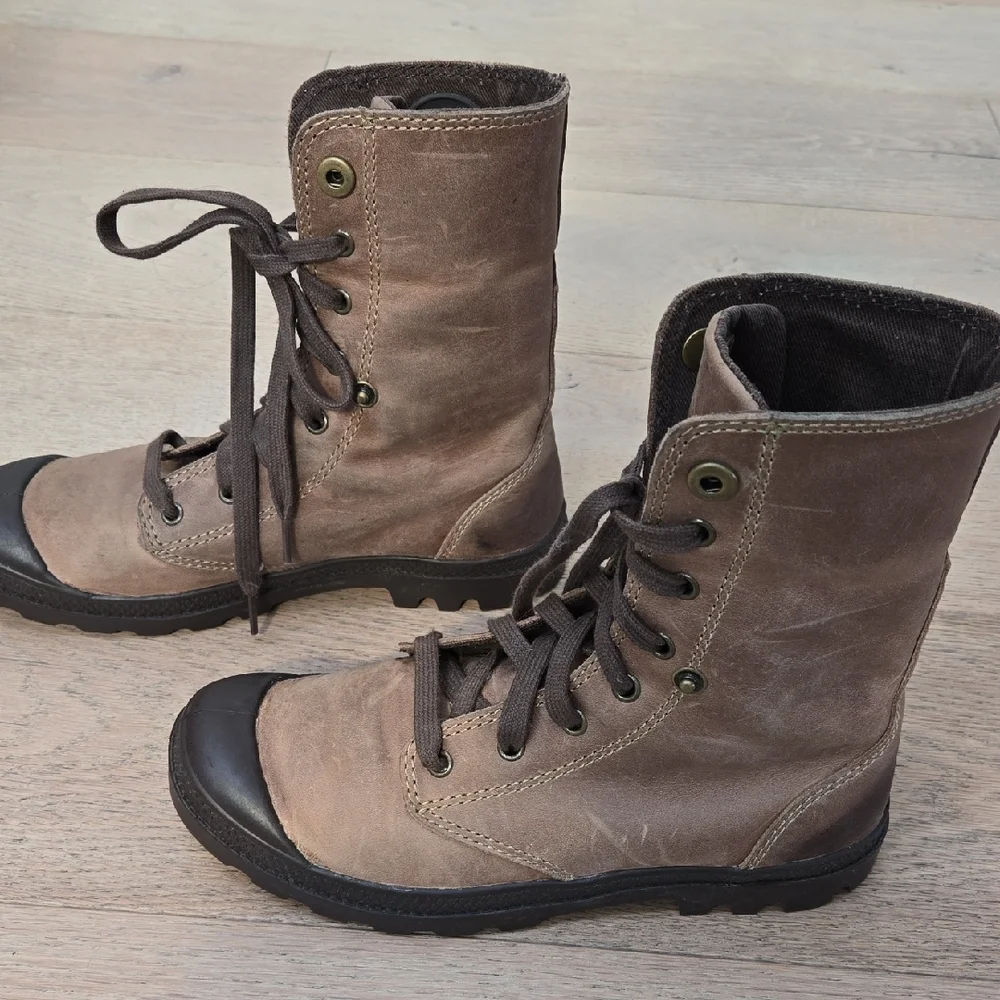 Palladium Brown Combat Boots Size 8.5 - Picture 3 of 8